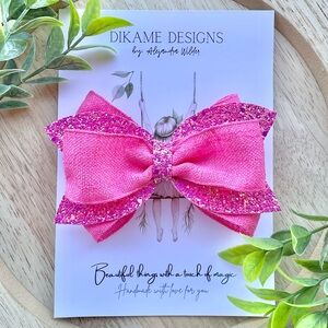 PINK GLITTER HAIR BOW